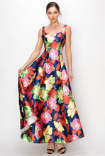 Load image into Gallery viewer, Flower Print Heart Neckline Sleeveless Maxi Skirt Dress