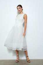 Load image into Gallery viewer, Pearl Embellished Sheer Tulle Midi Dress