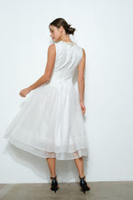 Load image into Gallery viewer, Pearl Embellished Sheer Tulle Midi Dress