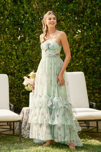 Floral Shirred Cut-Out Maxi Dress