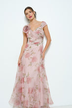 Load image into Gallery viewer, Floral Print Flower Corsage Detail Maxi Dress