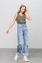Load image into Gallery viewer, High Waist Premium Crossover Straight Jeans