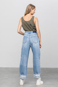 High Waist Premium Crossover Straight Jeans