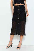 Load image into Gallery viewer, Floral Lace Button-front Midi Skirt
