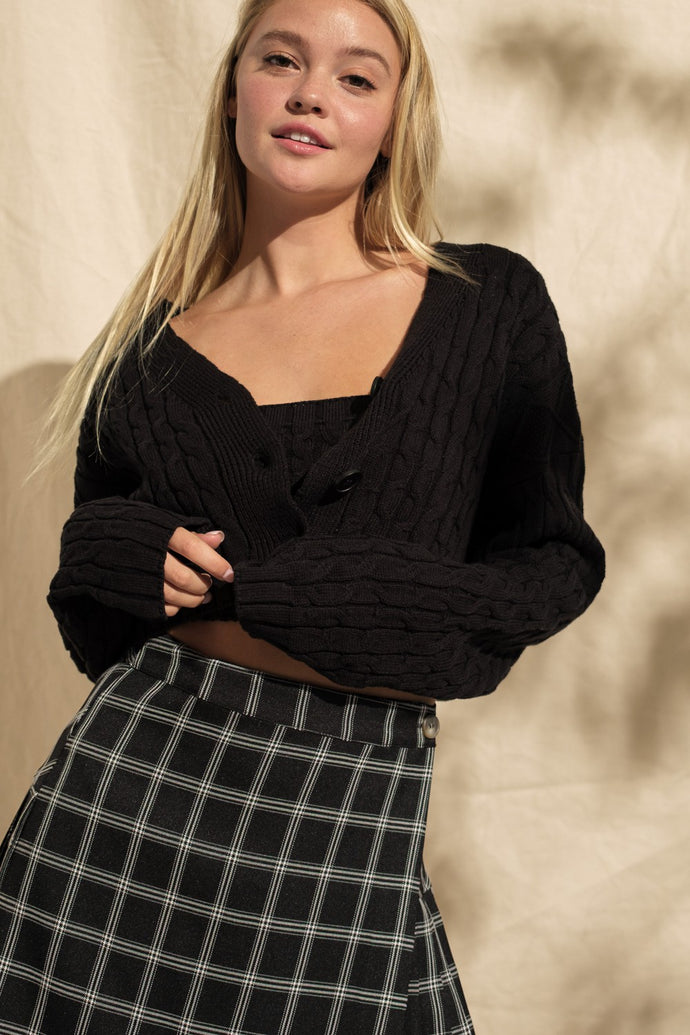 Wendy Cable Knit Sweater Cardigan