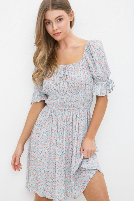 Ditsy Floral Square Neck Mini Dress