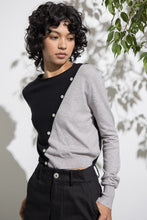 Load image into Gallery viewer, Elena Diagonal Button Down Colorblock Sweater Top