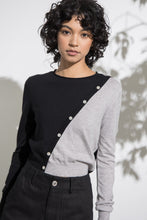 Load image into Gallery viewer, Elena Diagonal Button Down Colorblock Sweater Top