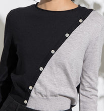 Load image into Gallery viewer, Elena Diagonal Button Down Colorblock Sweater Top