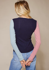 Color Block Long Sleeve Top