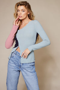 Color Block Long Sleeve Top