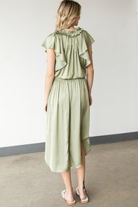 Solid Satin Midi Dress