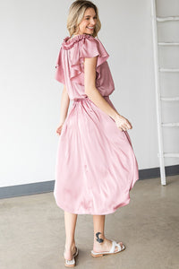 Solid Satin Midi Dress