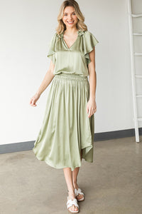 Solid Satin Midi Dress