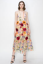 Load image into Gallery viewer, Sleeveless Floral Embroidered Midi Dress