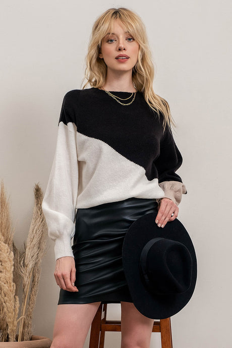 Asymmetrical Colorblock Sweater