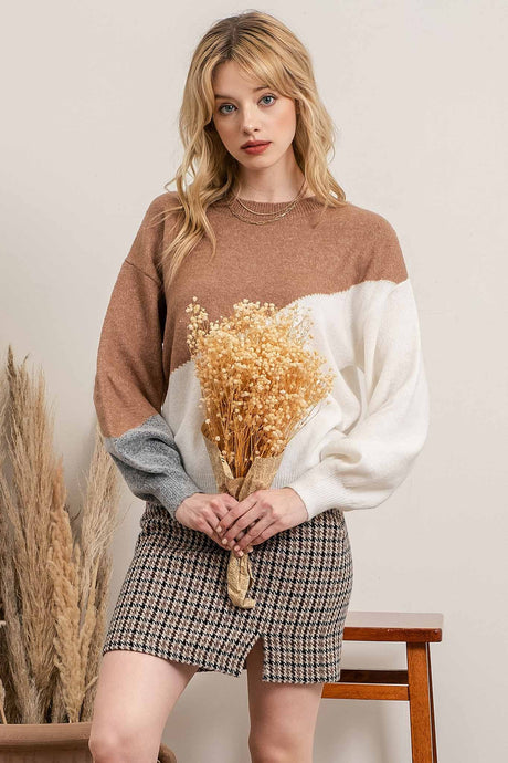 Asymmetrical Colorblock Sweater
