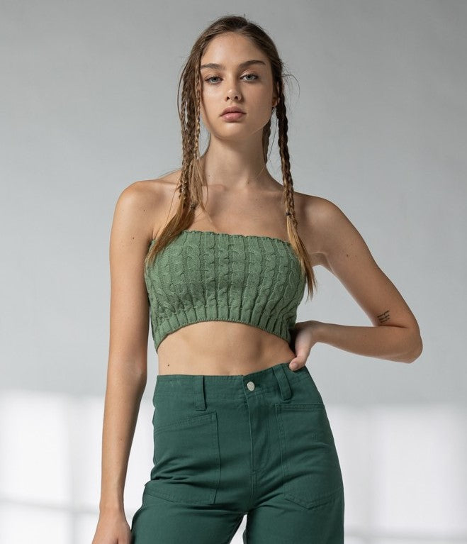Wendy Cable Knit Sweater Tube Top