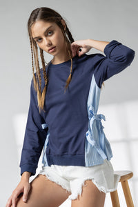 Amberly Sweatshirt with Contrast Side Ties