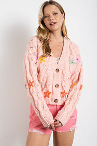 Hand Embroidered Crop Sweater Cardigan