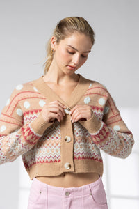 Olivia Long Sleeve V-neck Multicolor Cardigan