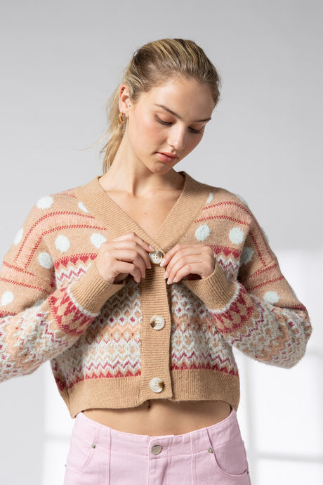 Olivia Long Sleeve V-neck Multicolor Cardigan