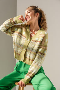 Olivia Long Sleeve V-neck Multicolor Cardigan