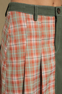 Hailey Denim Check Mixed Skirt