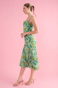 Mia Printed Cowl Neck Midi Dress