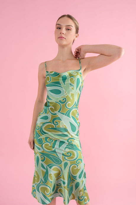 Mia Printed Cowl Neck Midi Dress