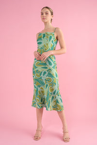 Mia Printed Cowl Neck Midi Dress