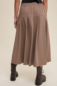 Pleated A-Line High Waisted Skirt