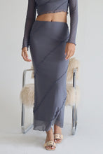 Load image into Gallery viewer, Mesh Long Skirts With Merrow Detail - Cement