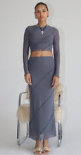 Load image into Gallery viewer, Mesh Long Skirts With Merrow Detail - Cement