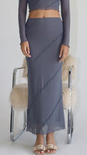 Load image into Gallery viewer, Mesh Long Skirts With Merrow Detail - Cement