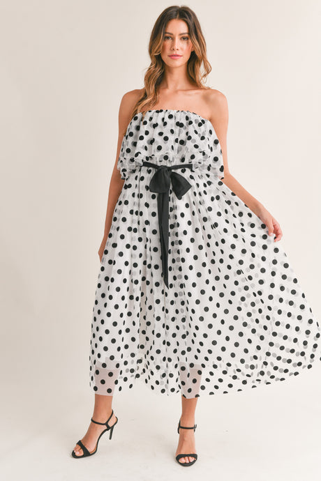 Polka Dot Ruffle Midi Dress