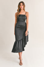 Load image into Gallery viewer, Frill Detail Asymmetric Hem Line Midi Dress