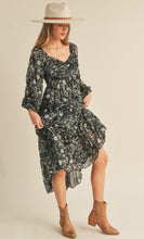 Load image into Gallery viewer, Floral Print Ruffle Trim Midi Dress