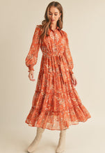 Load image into Gallery viewer, Button Down Ruffle Tiered Midi Dress