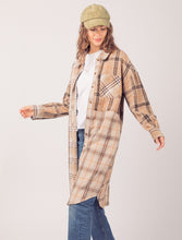 Load image into Gallery viewer, Plaid Mixed Patchwork Midi Shacket Jacket Coat
