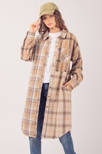 Load image into Gallery viewer, Plaid Mixed Patchwork Midi Shacket Jacket Coat
