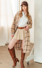 Load image into Gallery viewer, Plaid Mixed Patchwork Midi Shacket Jacket Coat
