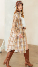 Load image into Gallery viewer, Plaid Mixed Patchwork Midi Shacket Jacket Coat