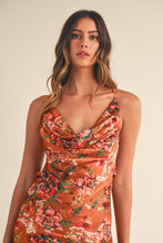 Load image into Gallery viewer, Satin Floral Printed Midi Dress
