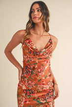 Load image into Gallery viewer, Satin Floral Printed Midi Dress