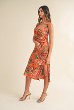 Load image into Gallery viewer, Satin Floral Printed Midi Dress