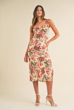 Load image into Gallery viewer, Satin Floral Printed Midi Dress