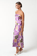 Load image into Gallery viewer, Floral Print Satin Midi Tube Dress