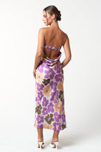 Load image into Gallery viewer, Floral Print Satin Midi Tube Dress