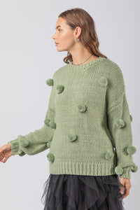 Pom Pom Chunky Oversized Knit Sweater Top